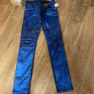 Mens Metallic Blue Robin's Jeans